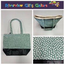 Large Tote Bag with Vinyl Base - Green Spot Large Tote Bag with Vinyl Base - Green Spot